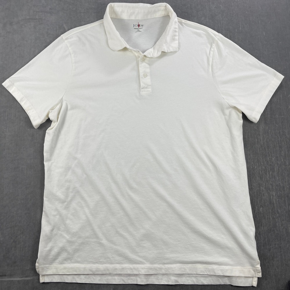 J.Crew Mens XL White Polo Shirt Sueded Jersey Classic Fit Short Sleeve